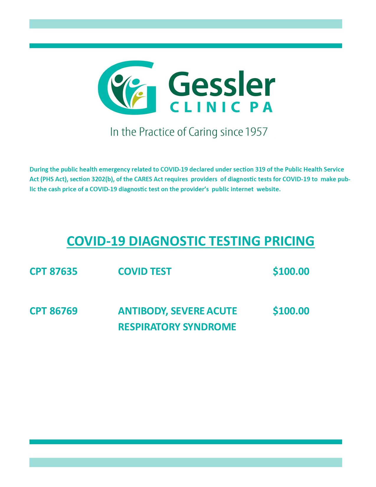 COVID-19 Diagnostic Testing Pricing